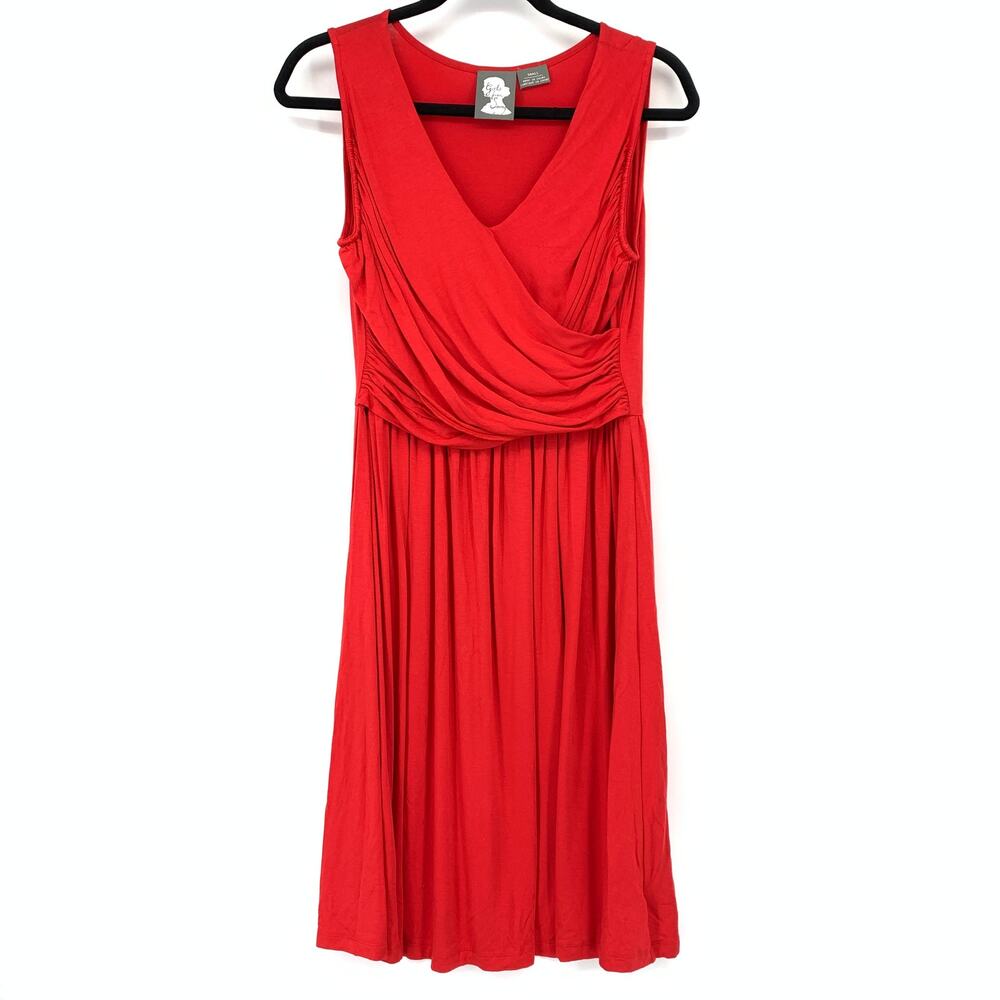 Anthropologie Girls From Savoy Faux Wrap Jersey Dress Size Small Sleeveless Red
